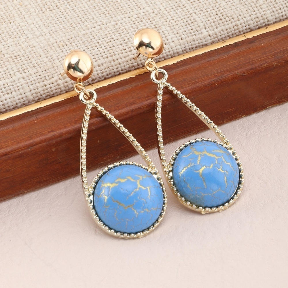 *VERITY* Gold x Blue Fashion Drop Earrings